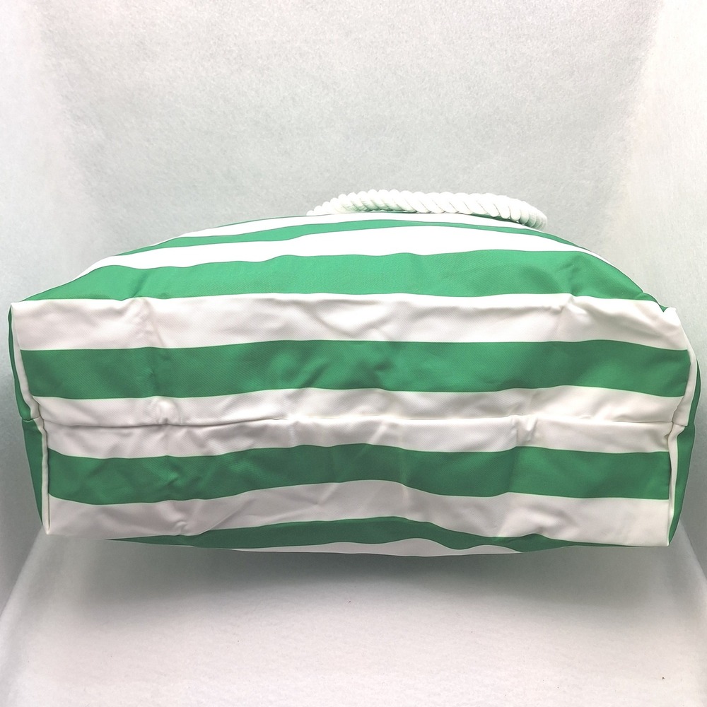 Bang & Carsen Tote Bag Large Green Striped Rope Handle Nautical Beach Resort - Picture 4 of 12